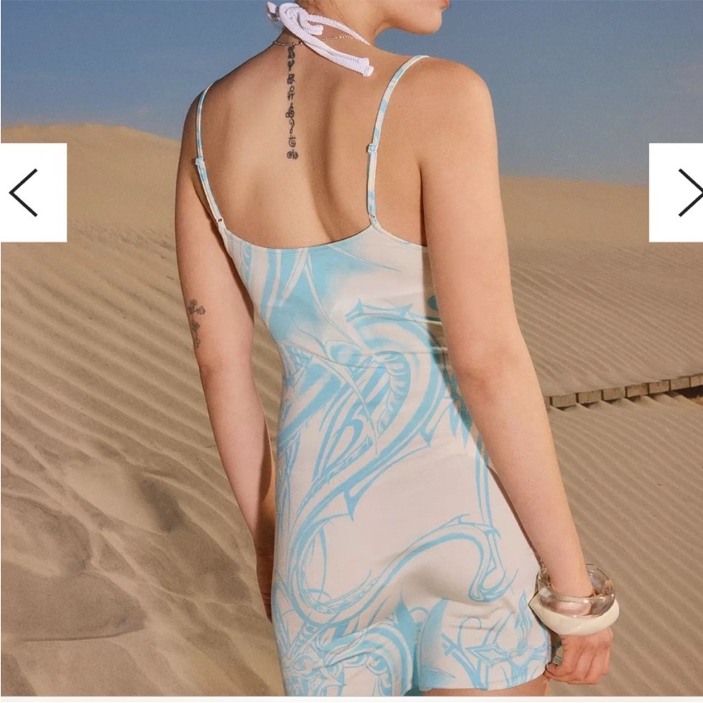 Miaou Sky Blue and Cream Mini Dress - Picture 7 of 13